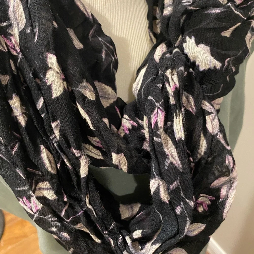 Floral Black Infinity Scarf